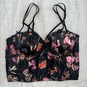 Victoria Secret Satin Corset Bustier Size 32C‎ Floral